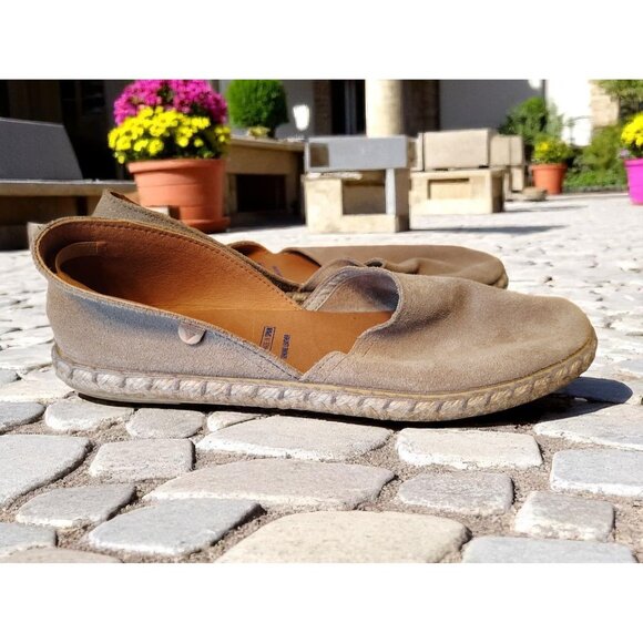 Verbena Shoes Carmen Espadrille Taupe Suede Leather Size 40, US 9 Spain Vacation - Picture 1 of 7
